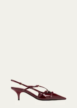 Miu MiuPatent Buckle-Trio Slingback Pumps