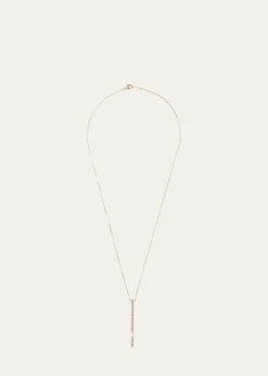 Mizuki14K Yellow Gold Vertical Diamond Bar Necklace with Freshwater Pearl, 20"L