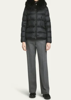 MonclerBoed Hooded Shearling-Trimmed Short Down Jacket