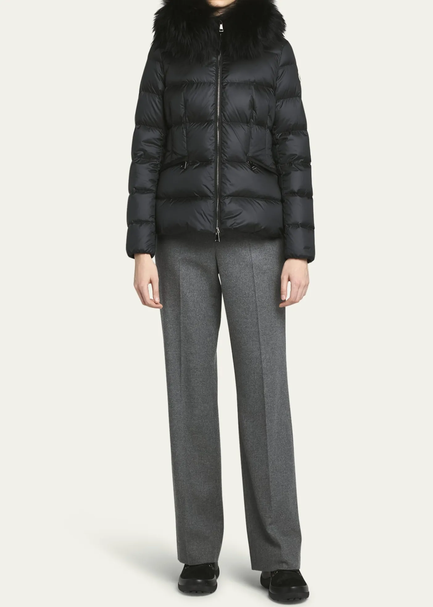 MonclerBoed Hooded Shearling-Trimmed Short Down Jacket