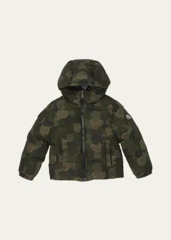 MonclerBoy's Escer Camo Logo-Print Puffer Jacket, Size 8-10