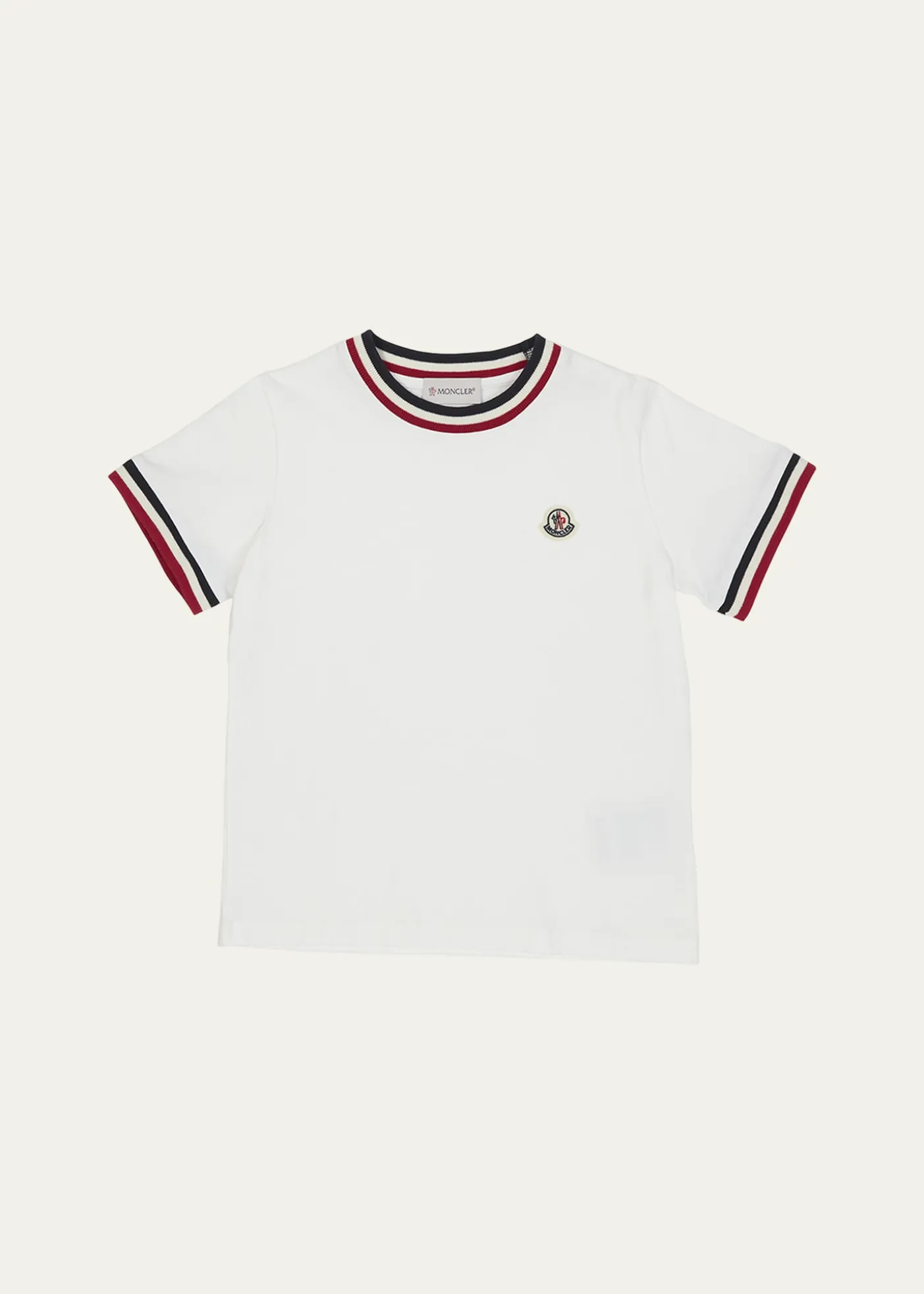 MonclerBoy's Logo Patch Striped Trim T-Shirt, Size 8-14