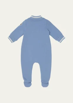 MonclerBoy's Teddy Bear Varsity Footed Romper, Size 1M-24M