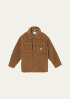 MonclerBoy's Teddy Fleece Logo-Patch Shirt Jacket, Size 8-10