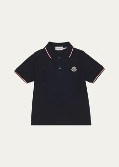 MonclerBoy's Tricolor-Trim Short-Sleeve Polo Shirt, Size 12-14
