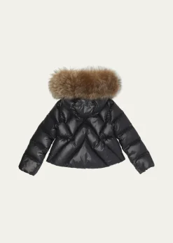 MonclerGirl's Domas Shearling Hooded Down Jacket, Size 4-6