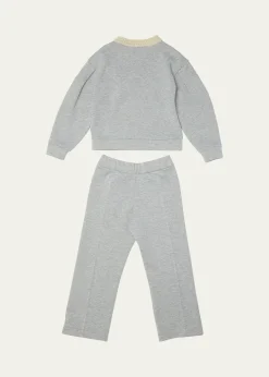 MonclerGirl's Floral Applique Sweatshirt & Sweatpants Set, Size 12-14