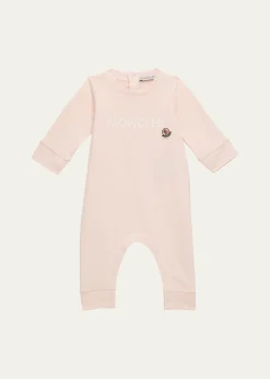 MonclerGirl's Logo-Print Coverall, Size Newborn-12M