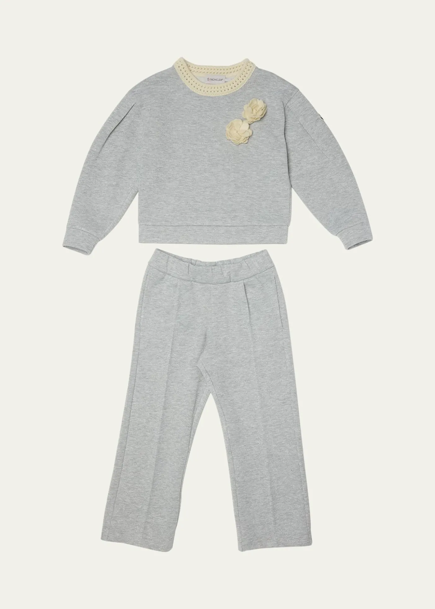 MonclerGirl's Floral Applique Sweatshirt & Sweatpants Set, Size 8-10