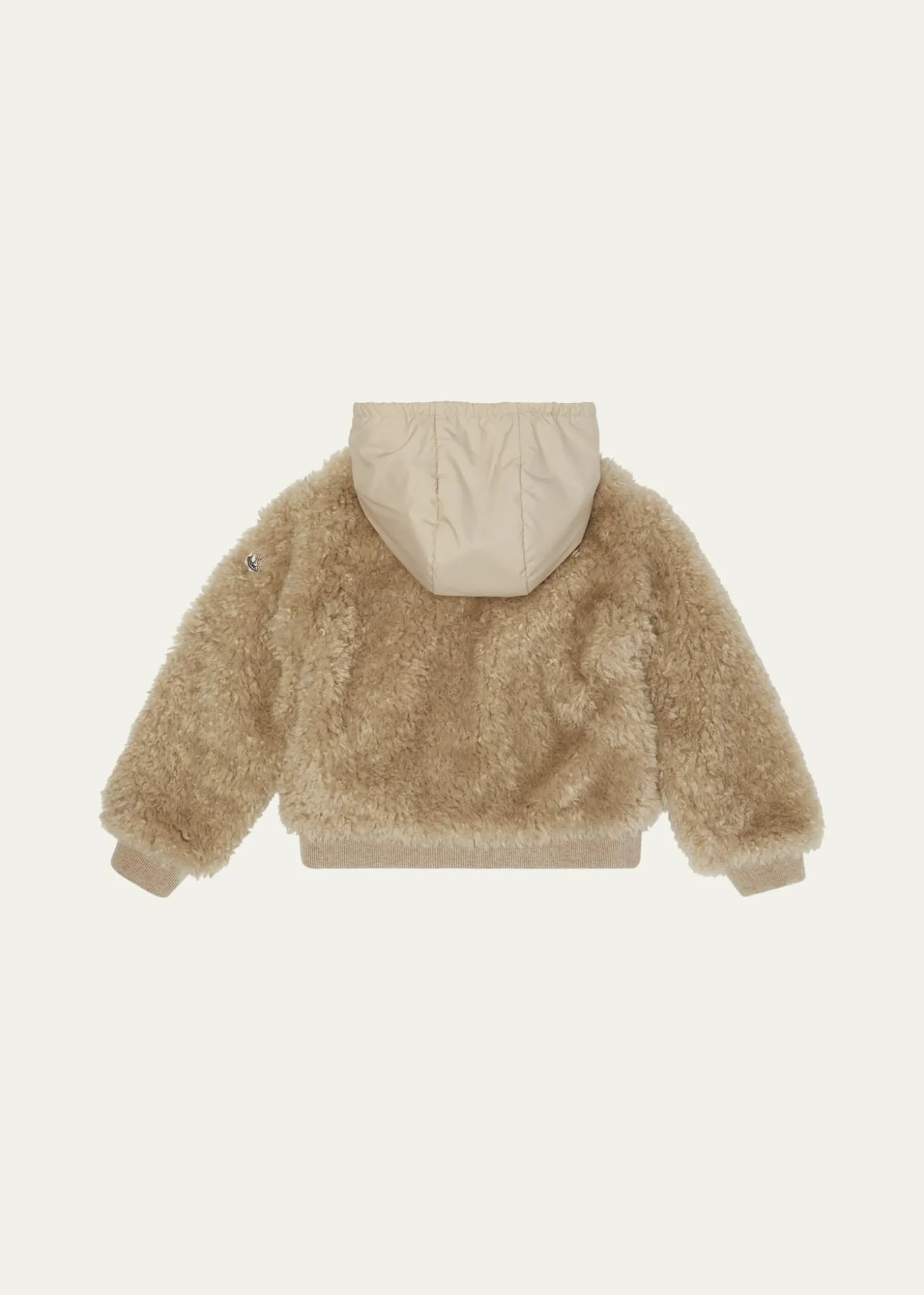 MonclerGirl's Teddy Fleece Nylon Hood Zip-Front Cardigan, Size 4-6