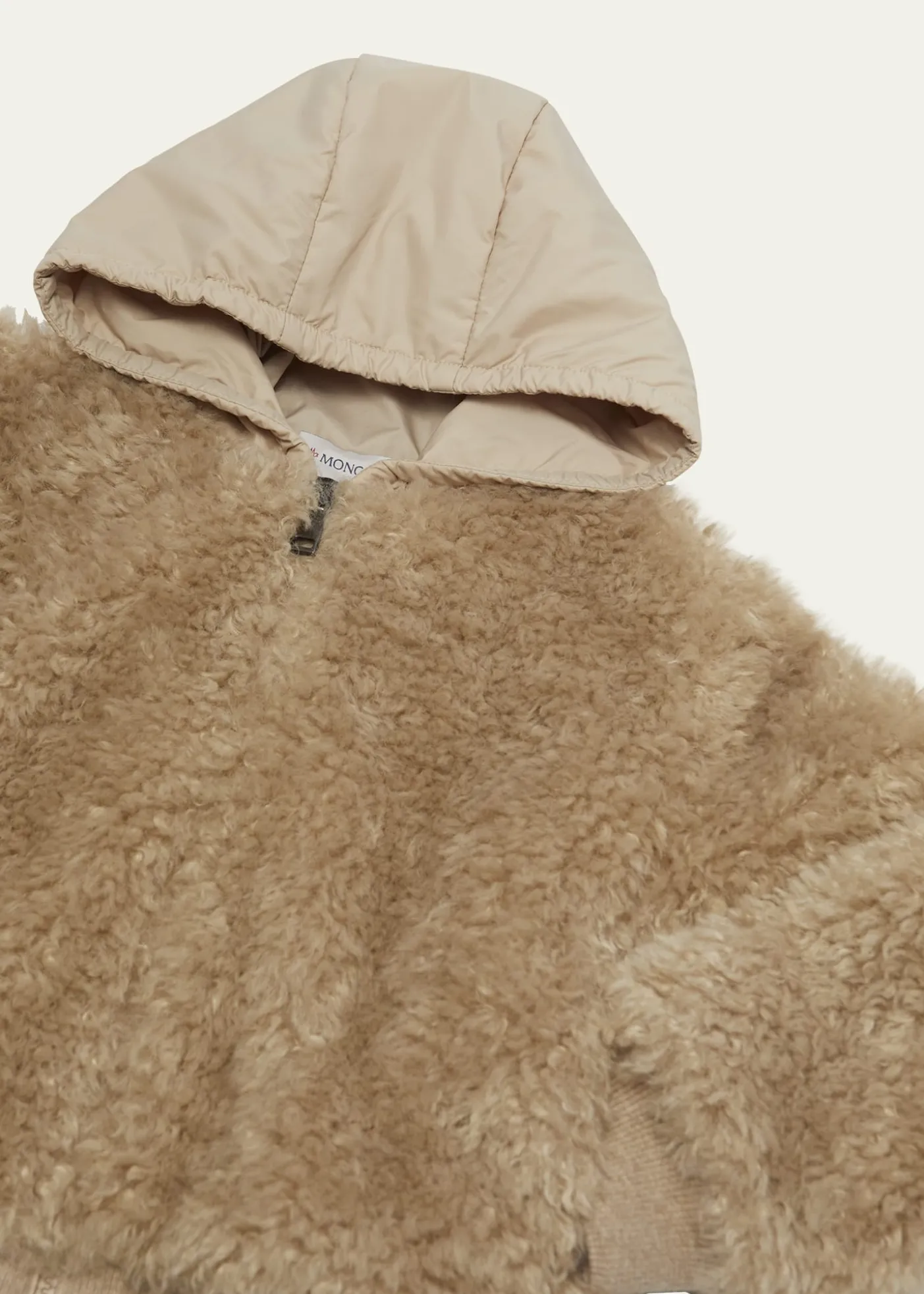 MonclerGirl's Teddy Zip-Front Cardigan with Nylon Hood, Size 8-10