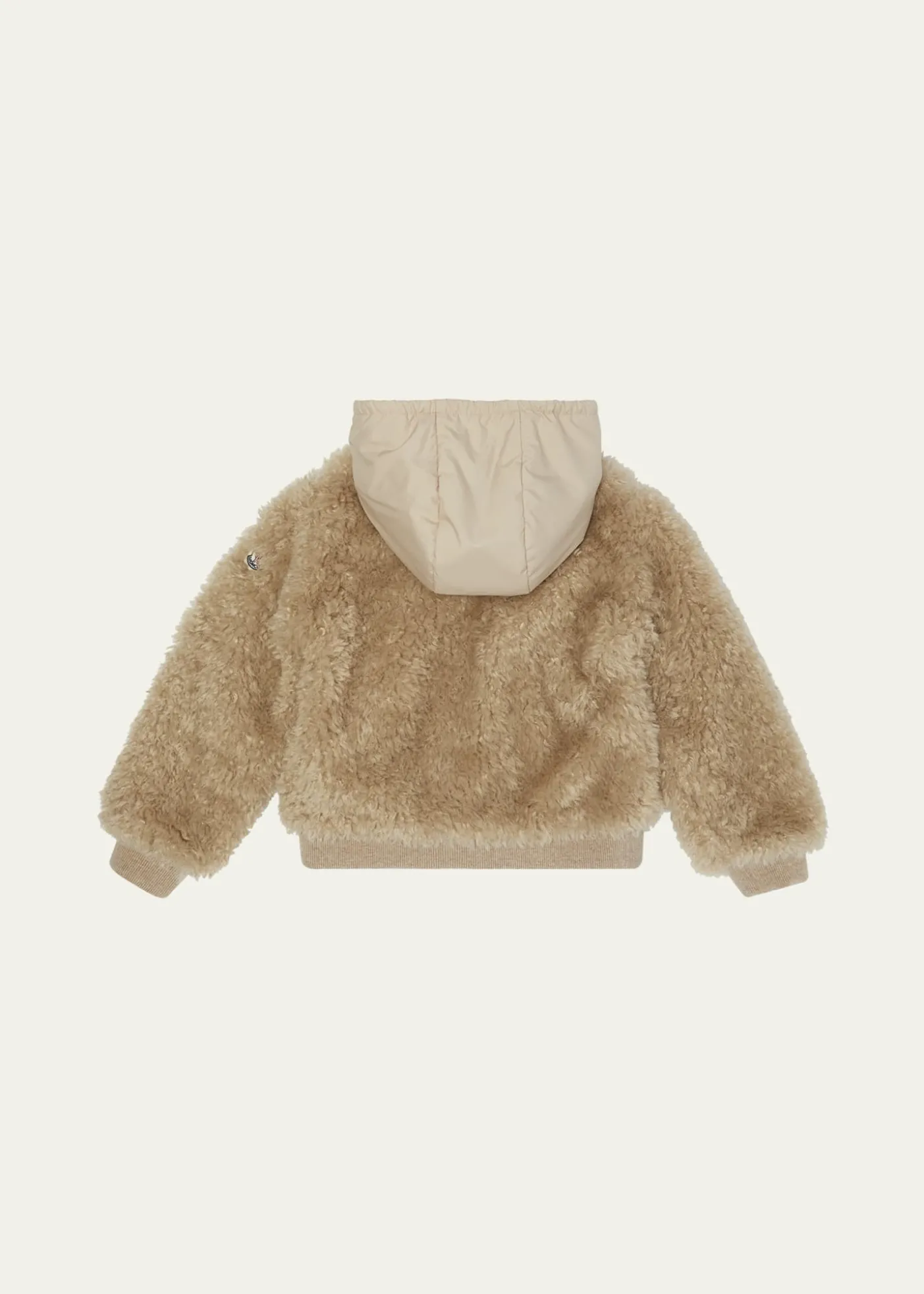 MonclerGirl's Teddy Zip-Front Cardigan with Nylon Hood, Size 12-14
