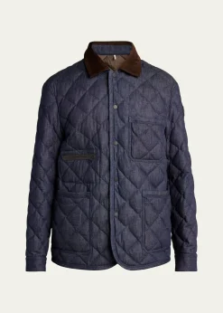 Moncler GrenobleMen's Cotton & Leather Quilted Jacket