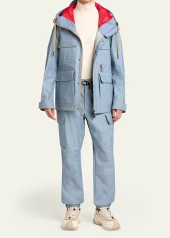Moncler GrenobleMen's Hooded Cargo Pocket Jacket with Clip