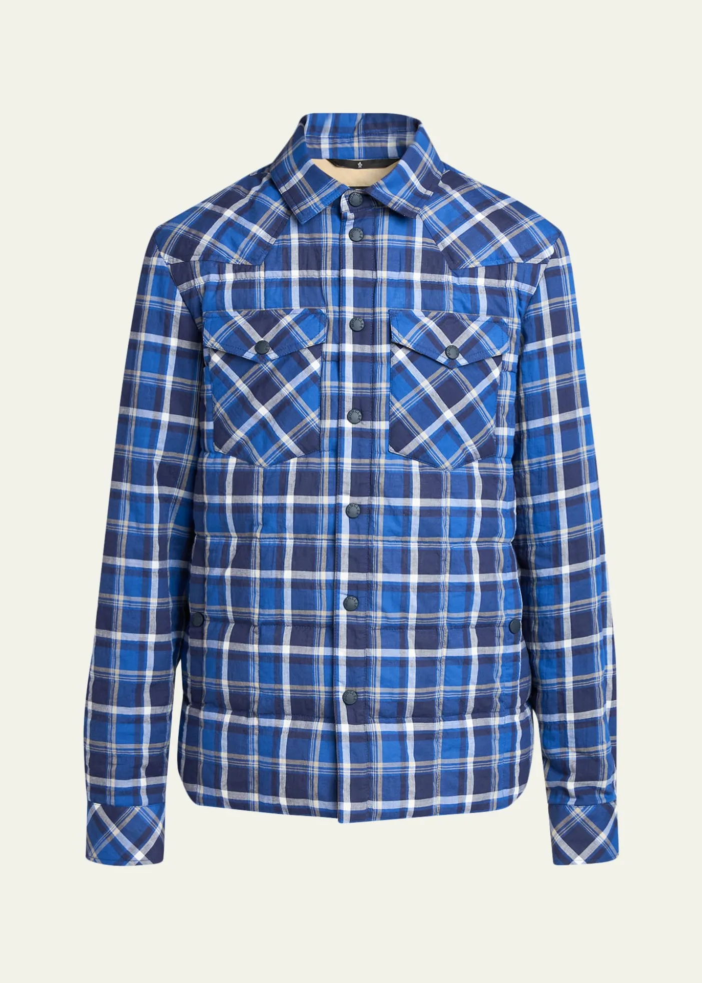Moncler GrenobleMen's Plaid Snap-Front Shirt Jacket