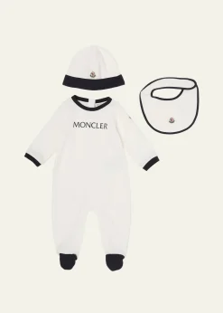 MonclerKid's Three-Piece Logo Cotton Ensemble Set, Size 1M-12M