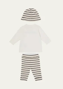 MonclerKid's T-Shirt, Leggings, and Bonnet Set, Size 0M-12M