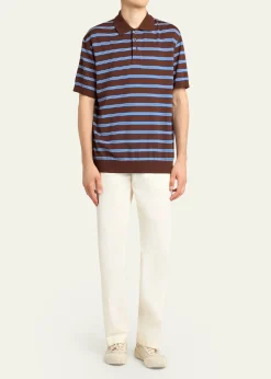 MonclerMen's Cotton Knit Triple-Stripe Polo Shirt