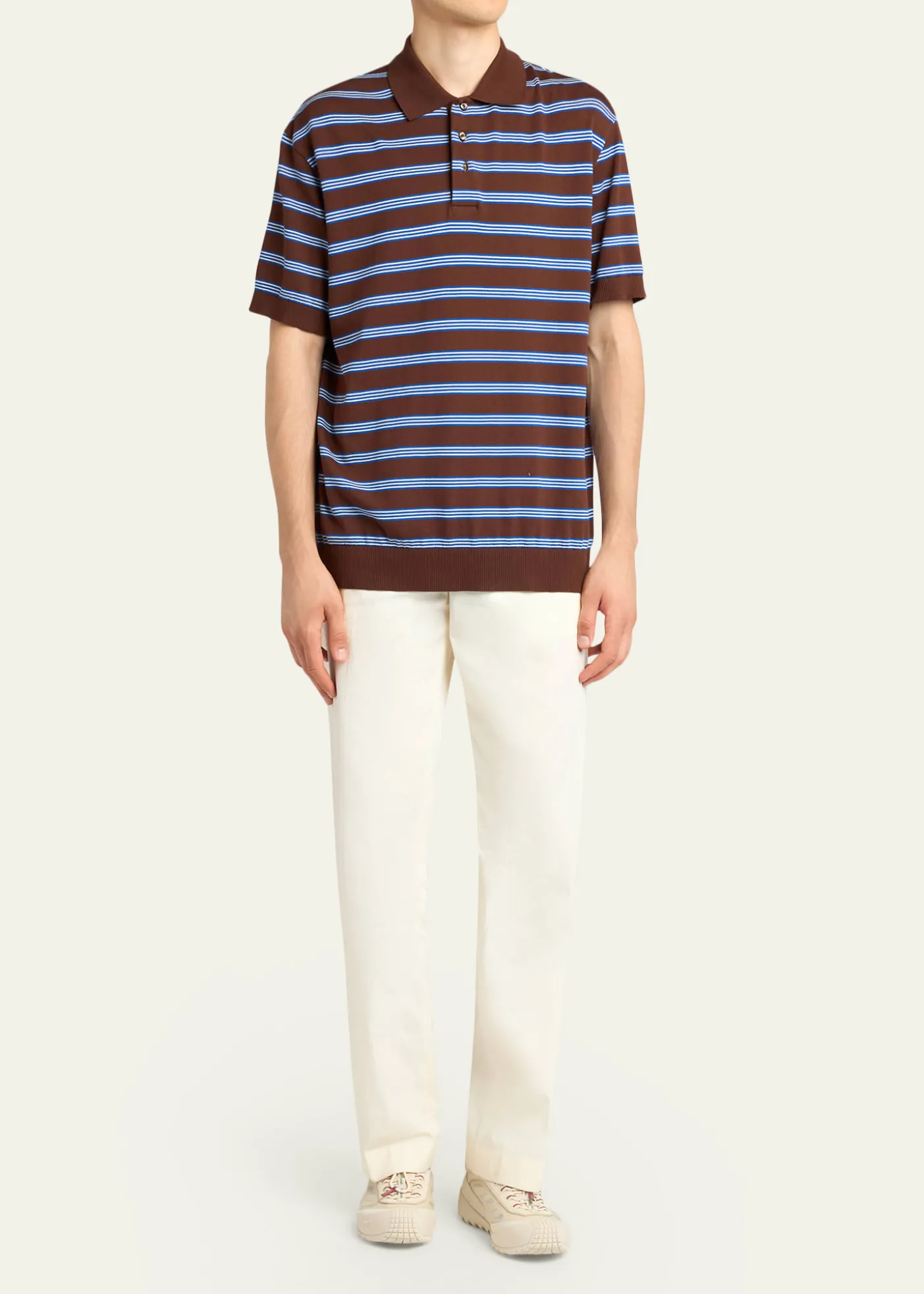 MonclerMen's Cotton Knit Triple-Stripe Polo Shirt