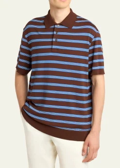 MonclerMen's Cotton Knit Triple-Stripe Polo Shirt