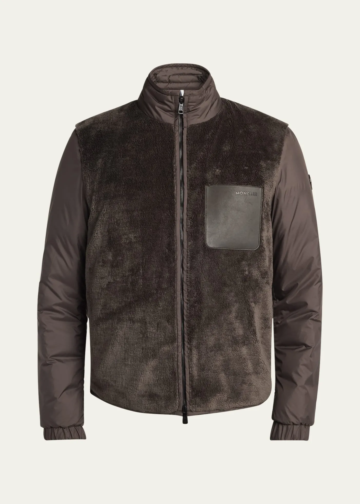 MonclerMen's Edit Dark Brown Teddy Fleece and Padded Reversible Livra Jacket