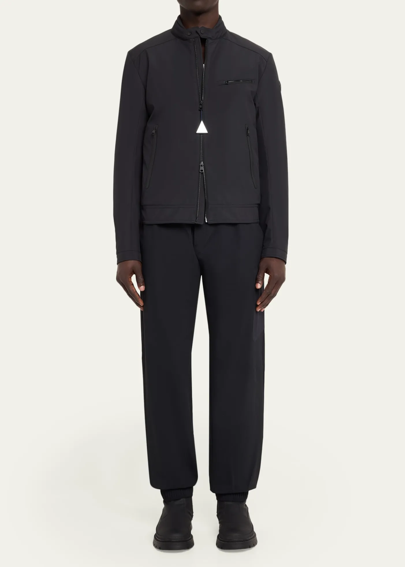 MonclerMen's Matte Band Collar Full-Zip Jacket