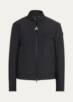 MonclerMen's Matte Band Collar Full-Zip Jacket
