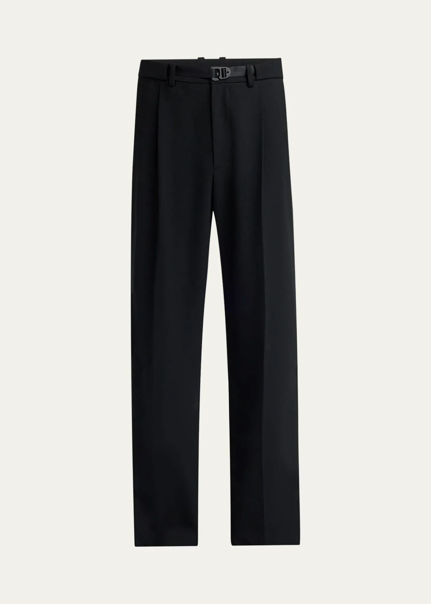 MonclerMen's Matte Black Belted Twill Trousers