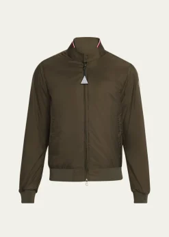 MonclerMen's Reppe Nylon Collar-Logo Full-Zip Jacket