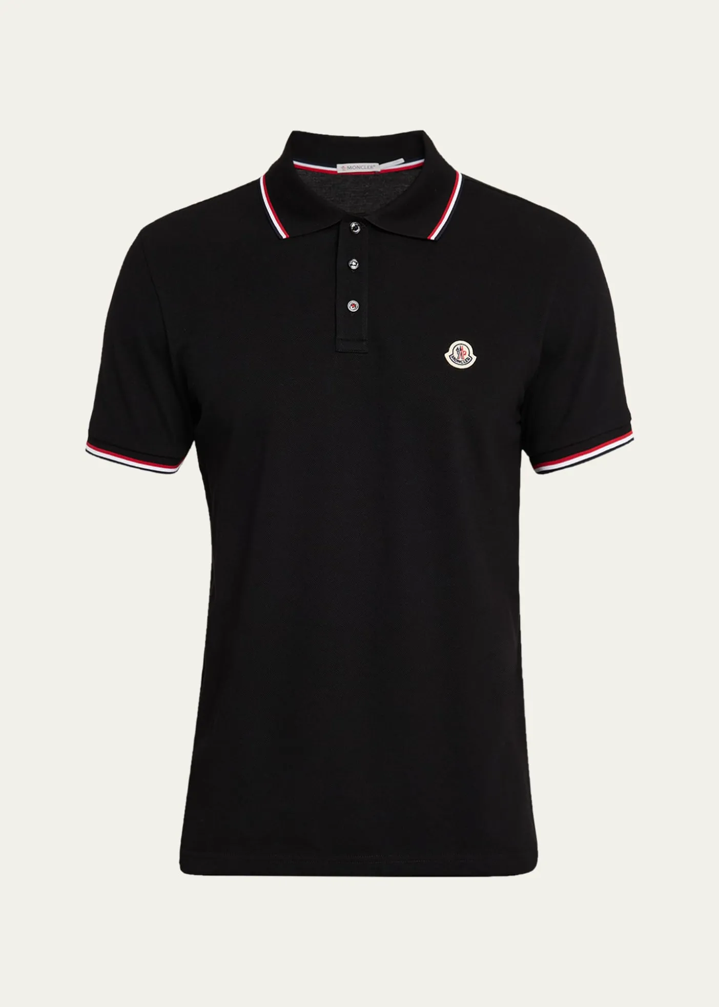 MonclerMen's Short Sleeve Polo with Contrast Sleeves
