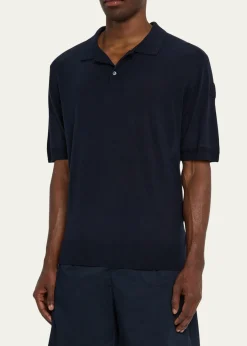 MonclerMen's Silk and Linen Knit Polo Shirt