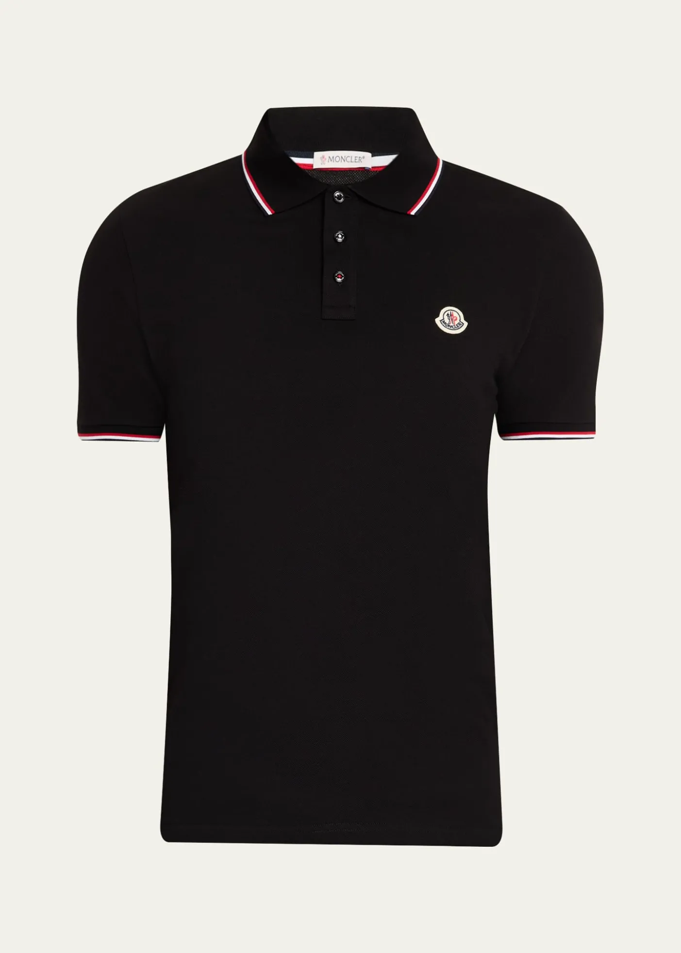 MonclerMen's Stripe-Trim Cotton Polo Shirt