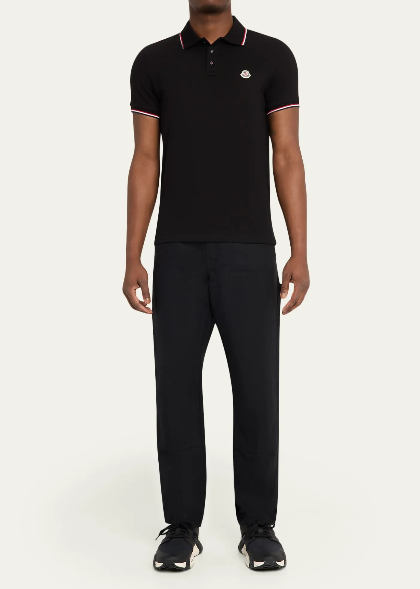 MonclerMen's Stripe-Trim Cotton Polo Shirt