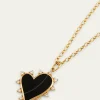 Monica Rich KosannBlack Agate Heart Necklace with Diamonds