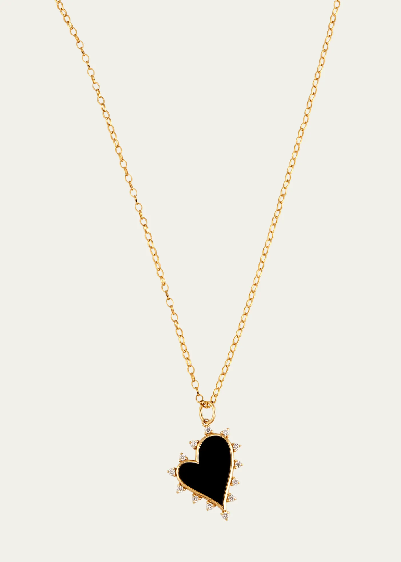 Monica Rich KosannBlack Agate Heart Necklace with Diamonds