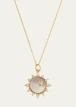 Monica Rich KosannMother of Pearl Diamond "Happiness" Sun Charm Necklace