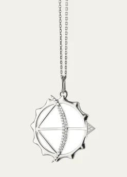 Monica Rich KosannSterling Silver Large Apollo Strength Charm Necklace with White Sapphires