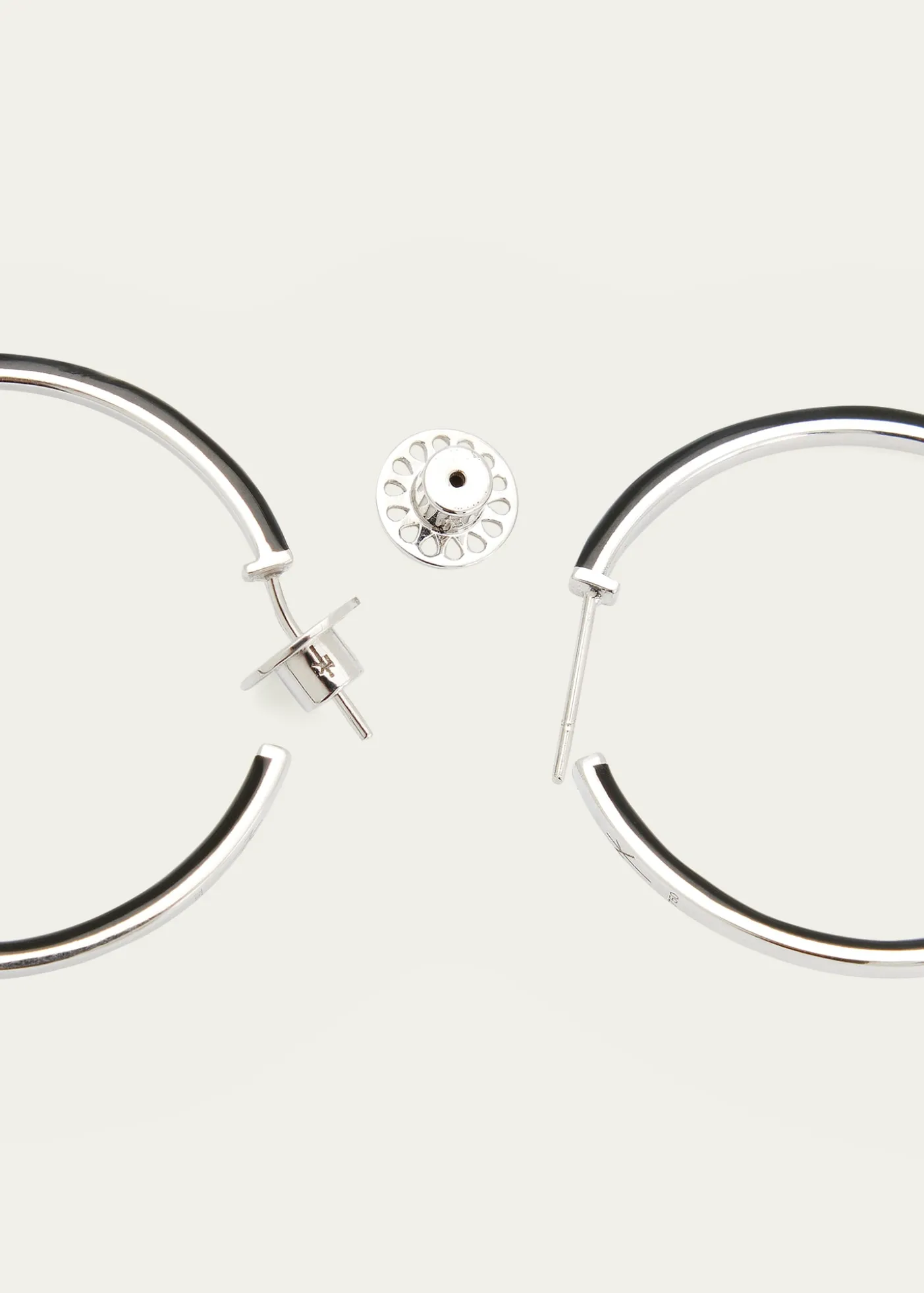 Nikos KoulisOui Black Enamel Hoop Earrings with Pave Ring and Round Diamonds