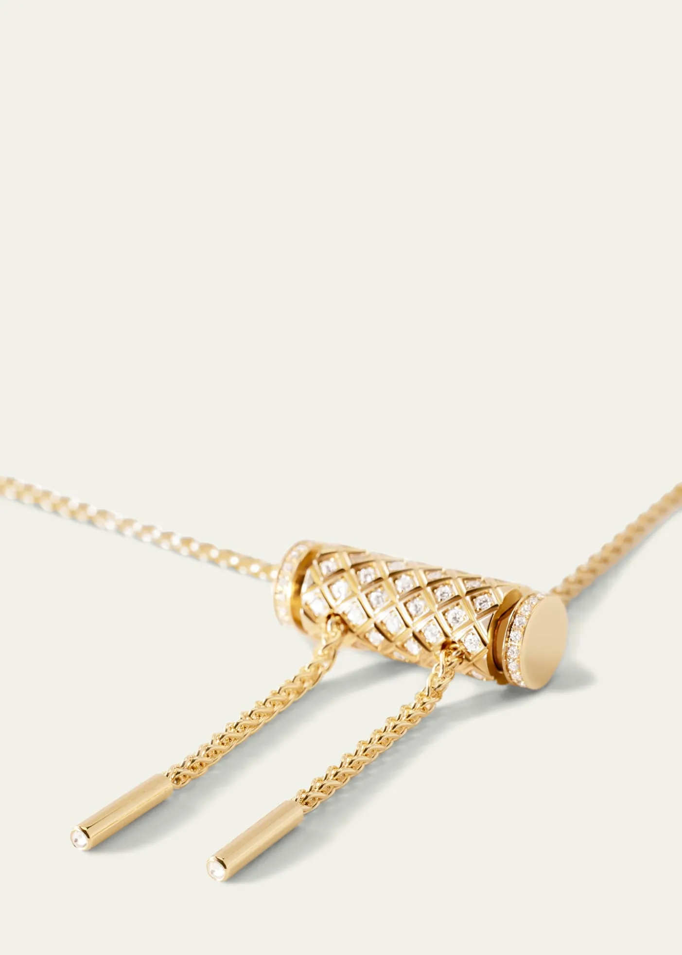 Nouvel Heritage18K Full Pave Latch Pendant on GM Chain Necklace