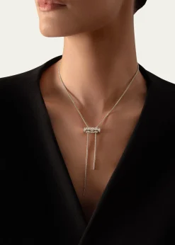 Nouvel Heritage18K Semi Pave Latch Pendant on MM Chain Necklace