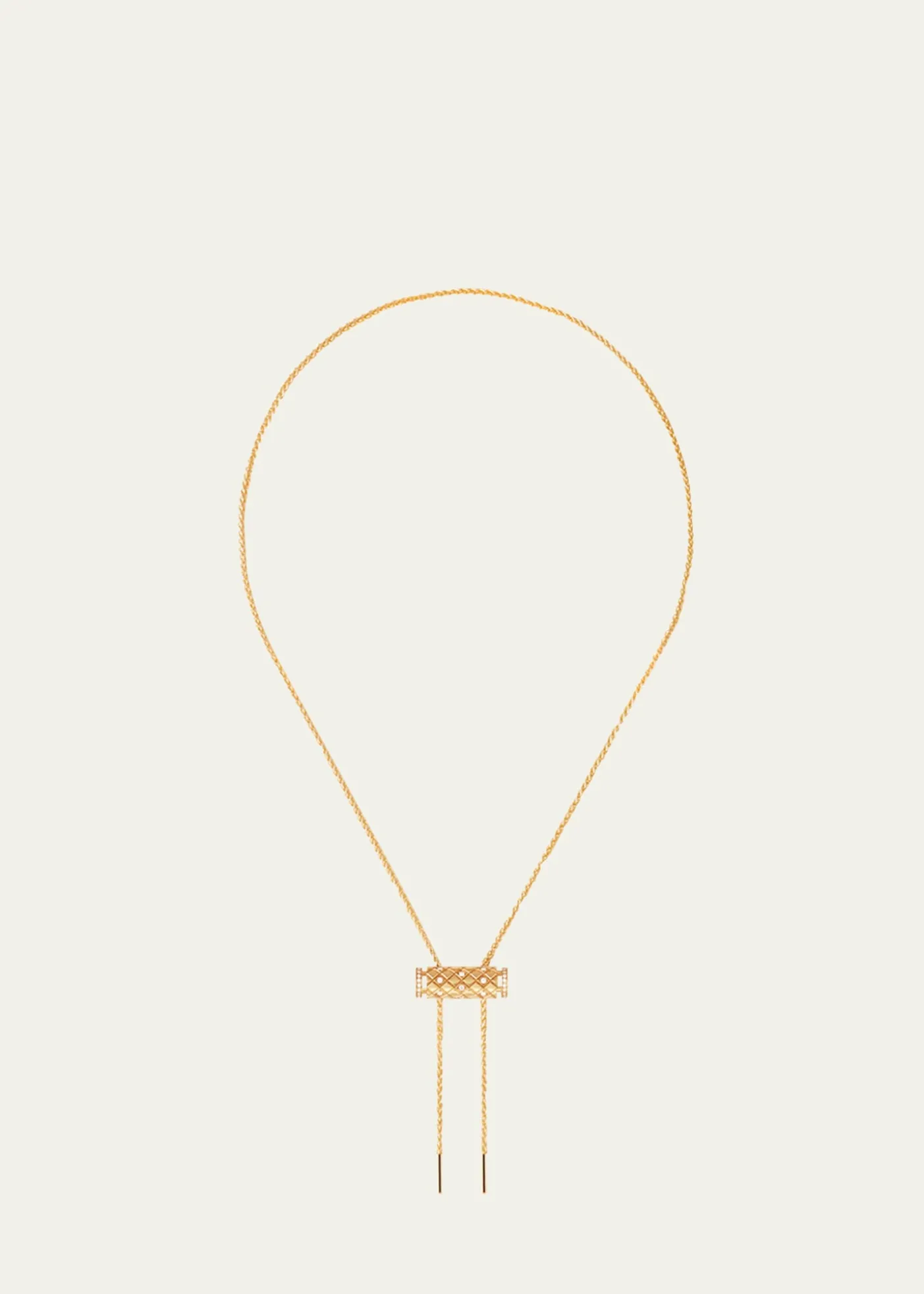 Nouvel Heritage18K Semi Pave Latch Pendant on MM Chain Necklace