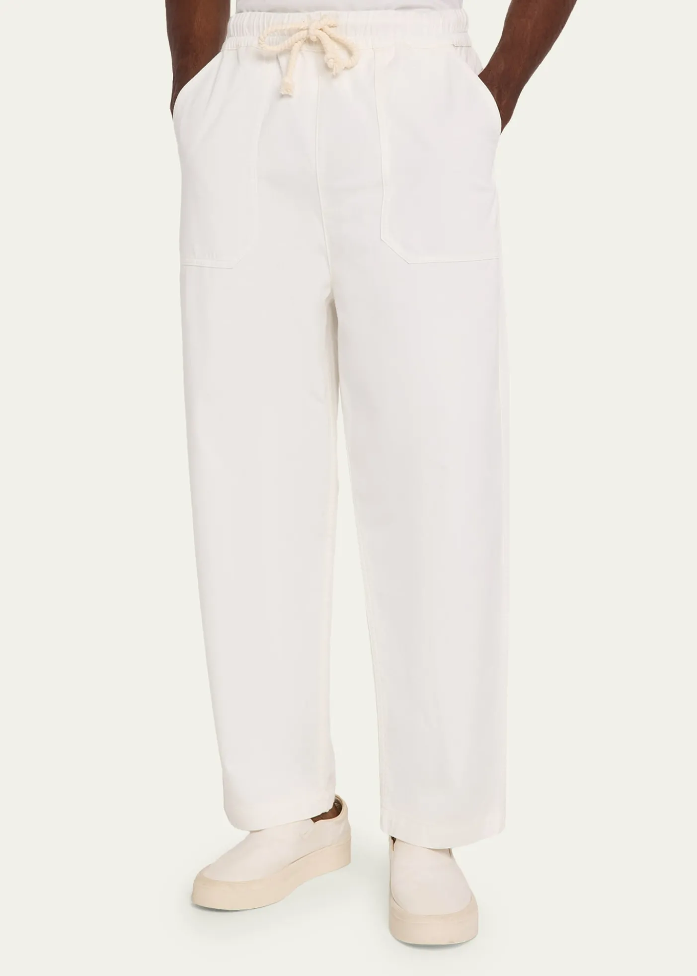 Officine GeneraleMen's Cotton Wide-Leg Drawstring Trousers