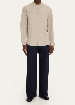 Officine GeneraleMen's Evan Poplin Belted Wide-Leg Pants
