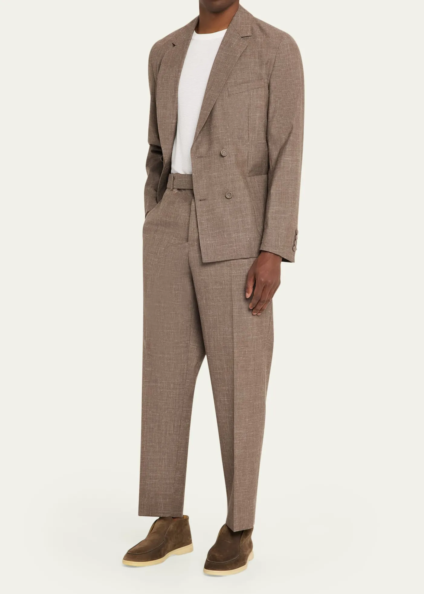 Officine GeneraleMen's Light Brown Wool Leon Double-Breasted Sport Coat