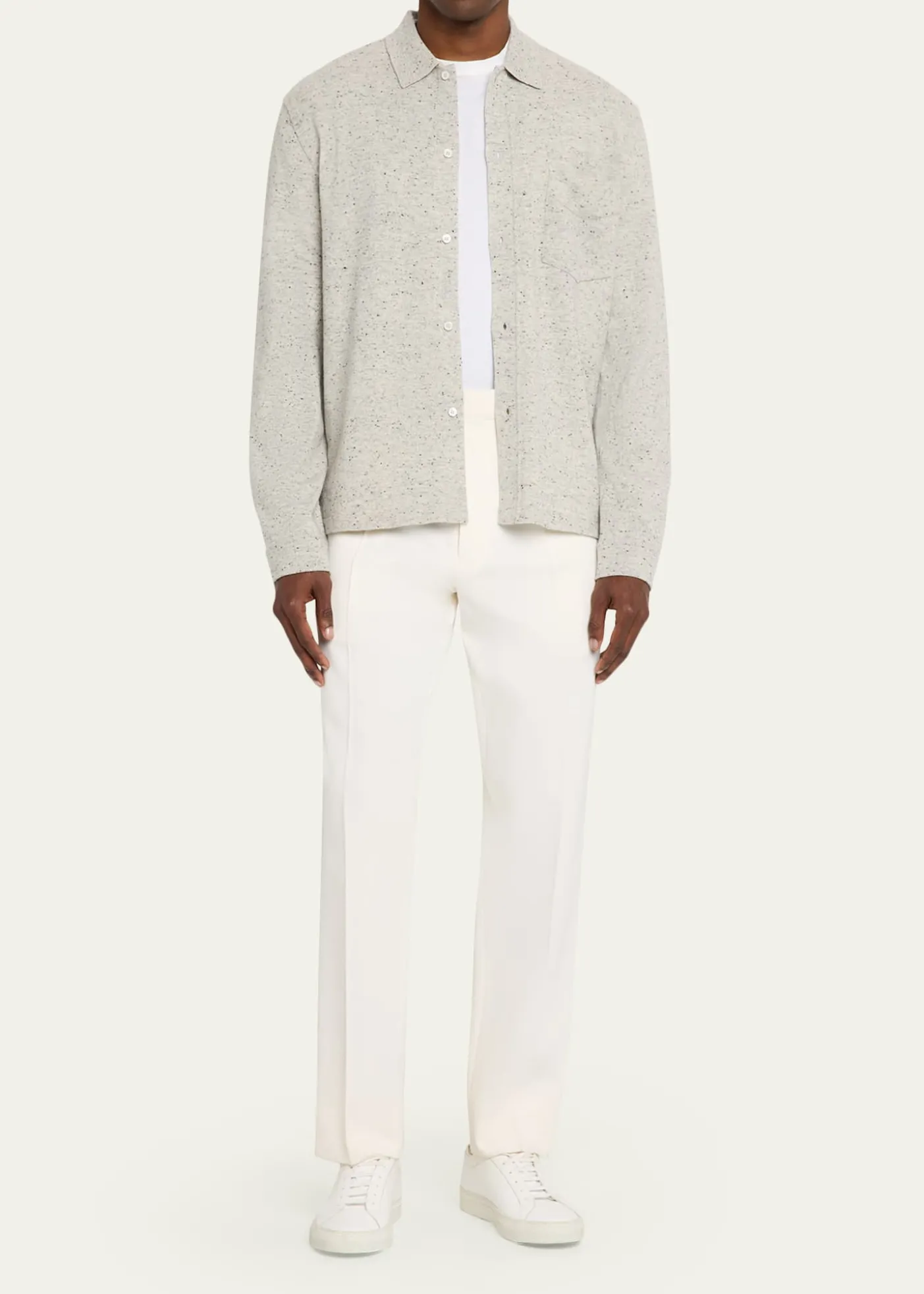 Officine GeneraleMen's Wool/Cashmere Melange Knit Long-Sleeve Shirt