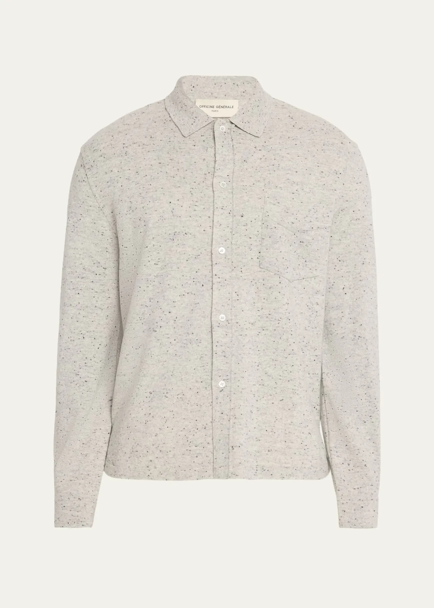 Officine GeneraleMen's Wool/Cashmere Melange Knit Long-Sleeve Shirt
