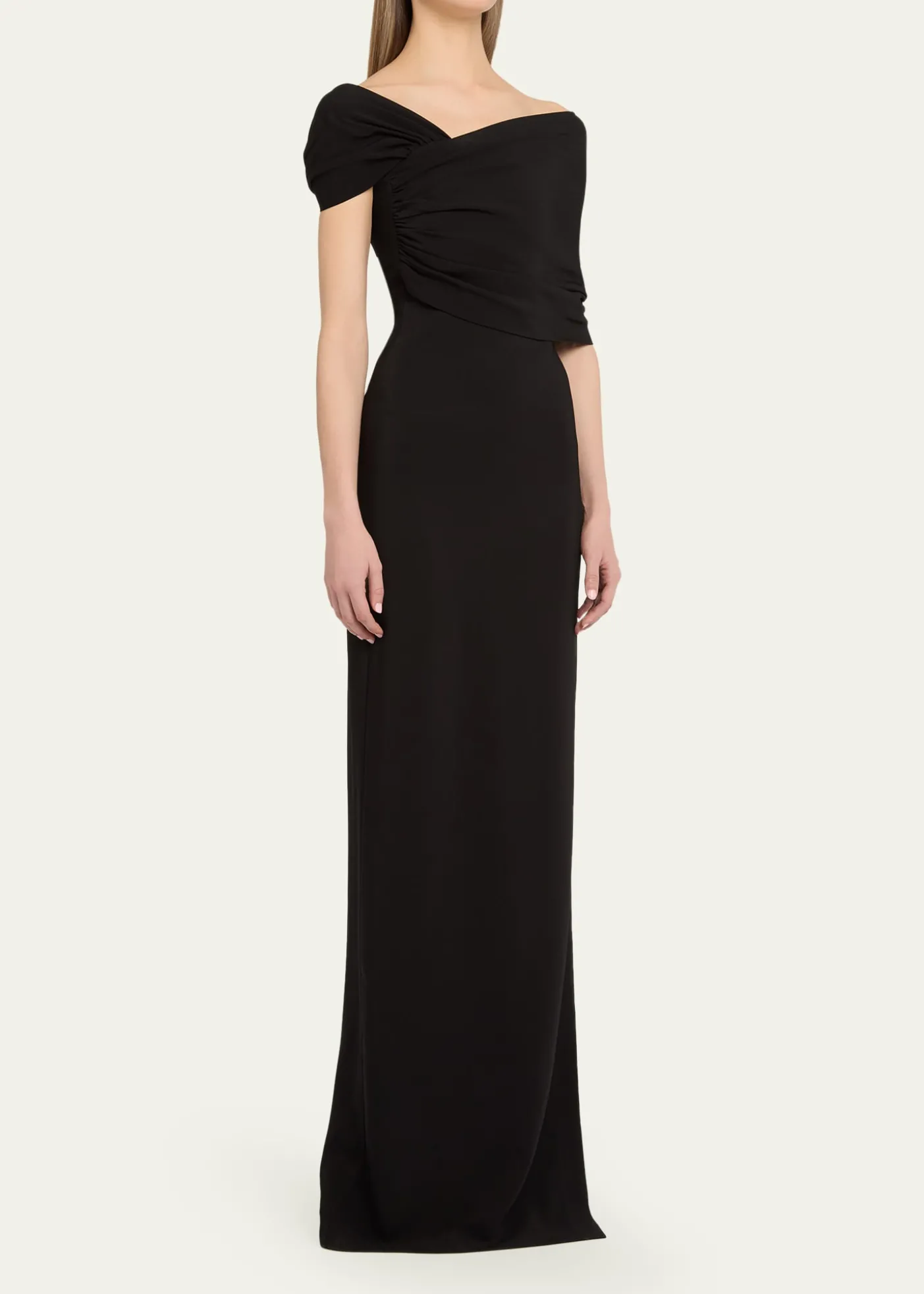 Oscar de la RentaAsymmetric Draped Off-The-Shoulder Column Gown