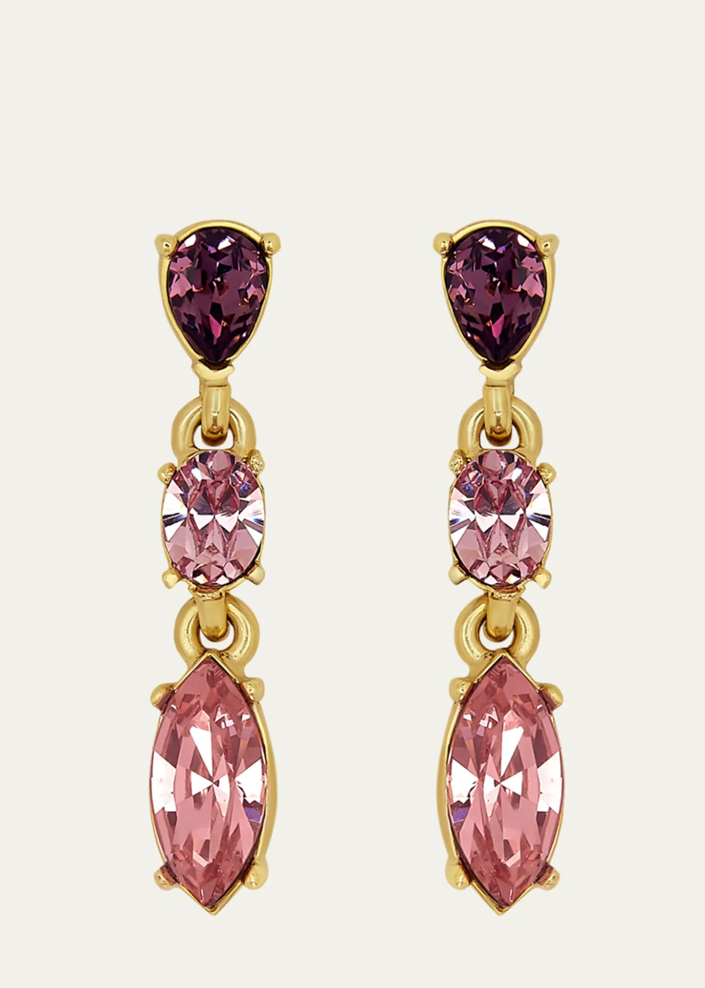 Oscar de la RentaCrystal Three-Drop Earrings