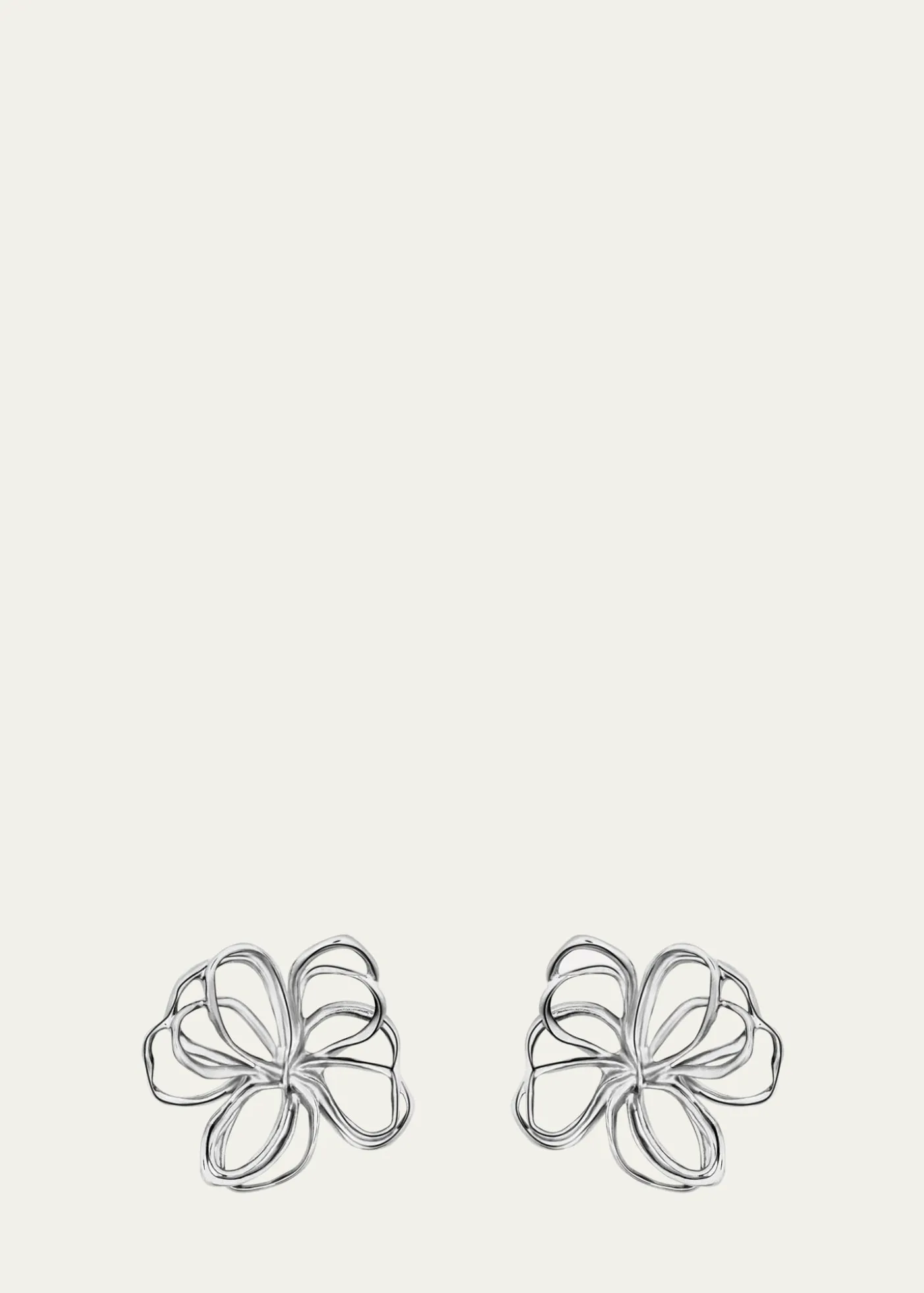 Oscar de la RentaWire Flower Stud Earrings, Silver