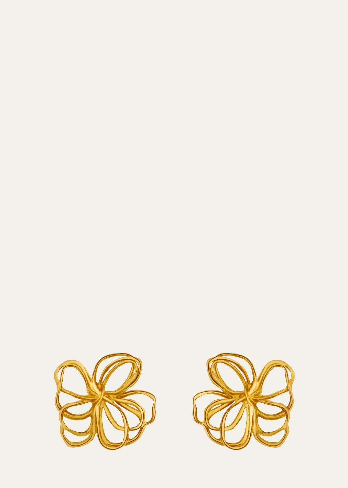 Oscar de la RentaWire Flower Stud Earrings, Gold